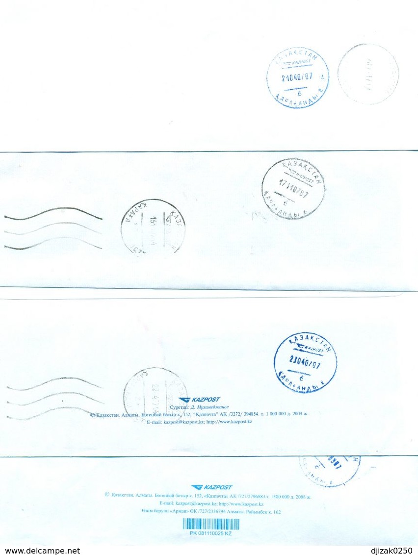 Kazakhstan. Four Envelope Passed The Mail. Two Envelopes Registered. - Kazajstán