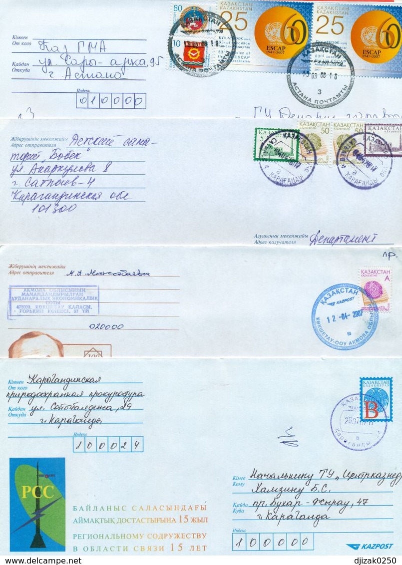 Kazakhstan. Four Envelope Passed The Mail. Two Envelopes Registered. - Kazakhstan