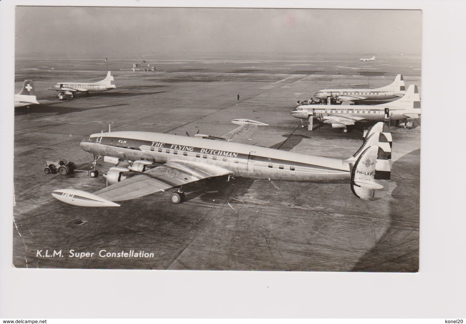Vintage Rppc KLM K.L.M Royal Dutch Airlines Lockheed Constellation L-1049 @ Schiphol Amsterdam Airport - 1919-1938: Between Wars