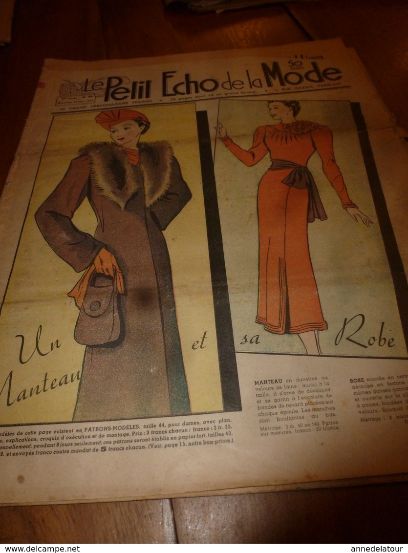 1937 LPEDLM :(Le Petit Echo De La Mode) :Tricot; Fabuleux Cellier De Bercy; La PUSZLA (Hongrie);Faire Un Gilet En Laine - 1900 - 1949