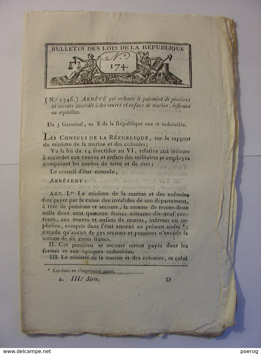 BULLETIN DES LOIS AVRIL 1802 - UNIFORME ECOLE DES MINES MANUFACTURE BONNETERIE ORLEANS FOIRES ROER RATIONS CHEVALERIE - Decreti & Leggi
