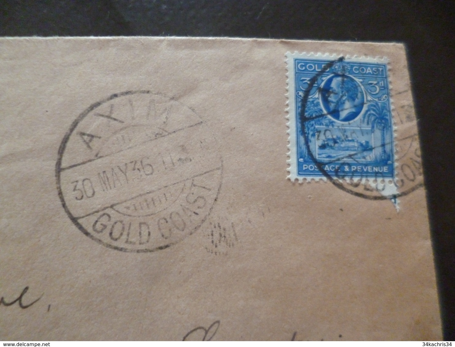 Lettre Grande Bretagne England Gold Coast Axim Pour Paris 30/05/1936 Paypal Accept - Goldküste (...-1957)