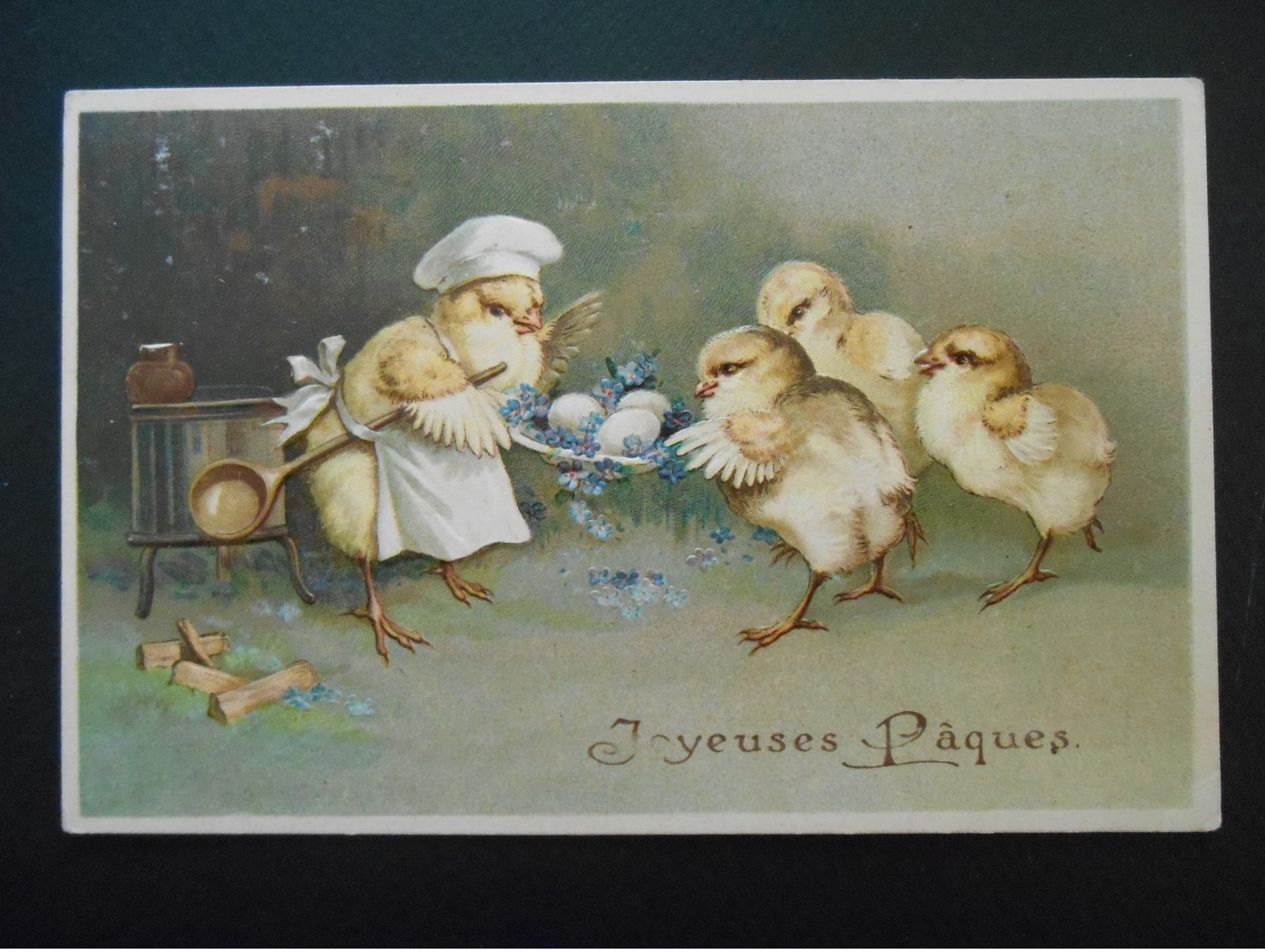 Pâques - Poussins Donnant Des Oeufs à Poussin "cuisinier" - Gaufrée - Pâques