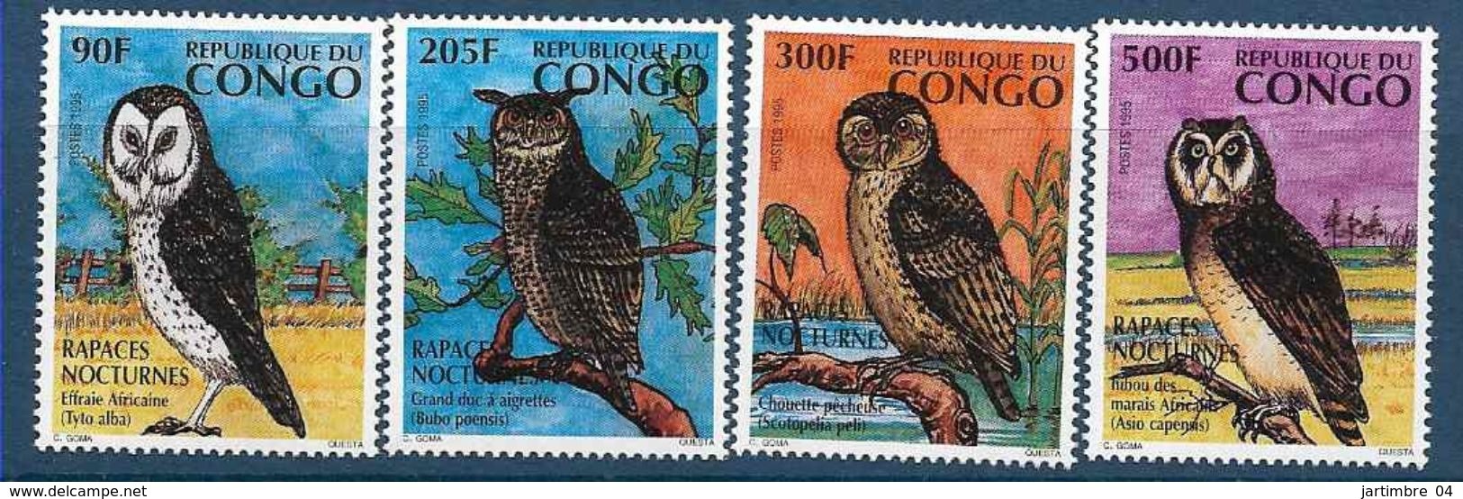 1996 CONGO Brazzaville 1023-26 ** Oiseaux, Rapaces - Mint/hinged