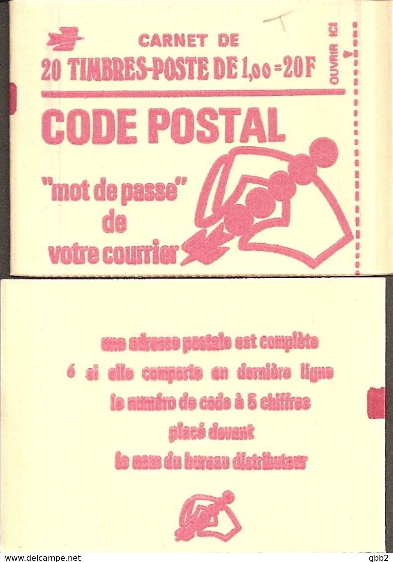 CARNET 1892-C 3 Marianne De Béquet "CODE POSTAL" Daté 8/11/76 Fermé. Parfait état TRES TRES RARE - Autres & Non Classés