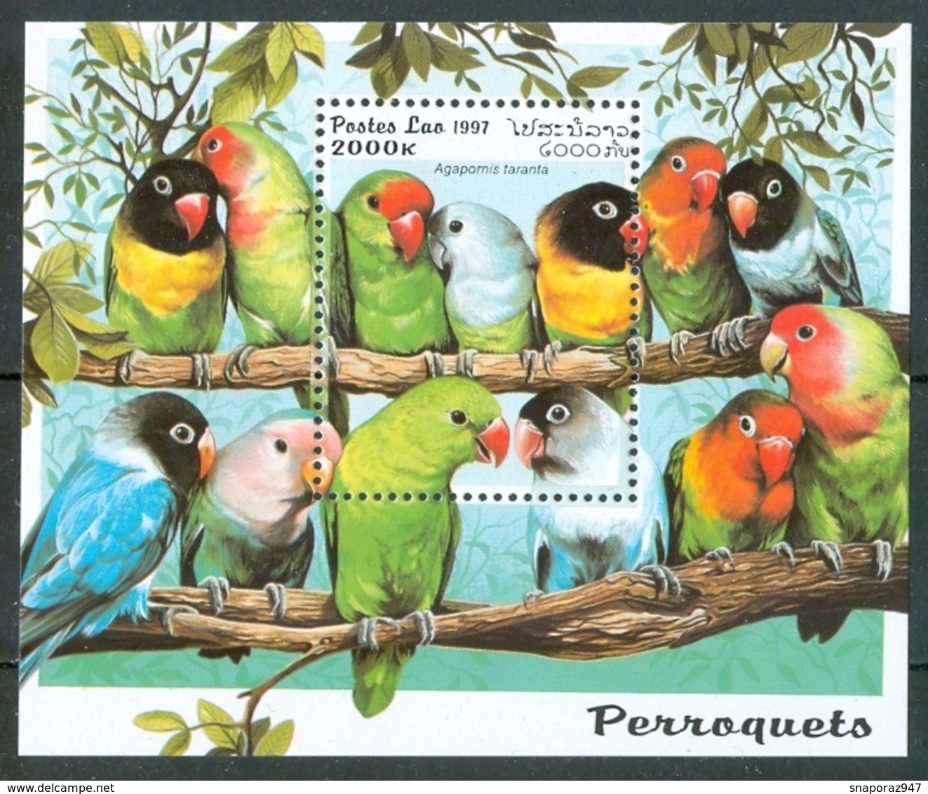 1997 Laos Pappagalli Perroquets Parrots Uccelli Birds Vogel Oisaux MNH** A82 - Perroquets & Tropicaux