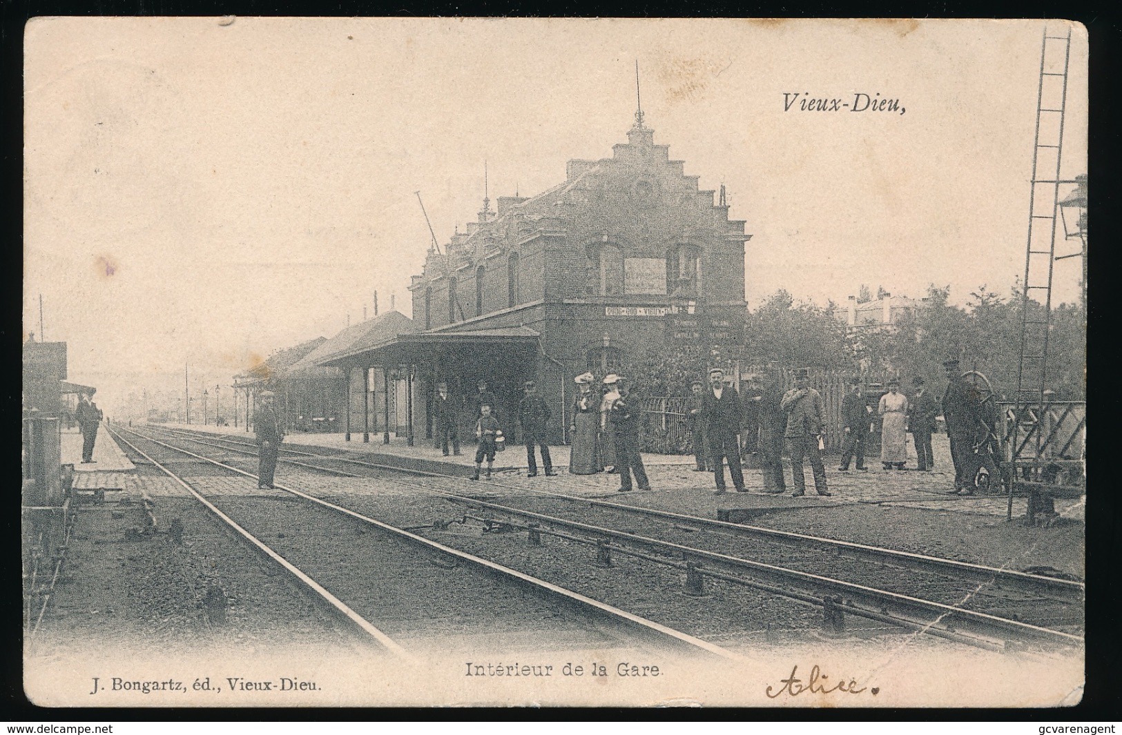 MORTSEL - VIEUX DIEU  INTERIEUR DE LA GARE  !!!!  KREUKJE RECHTER ONDERHOEK - Mortsel