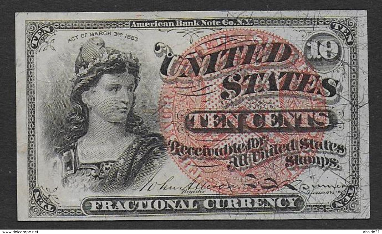 ETATS UNIS - Billet De 10 Cents  De 1863 - 1863 : 4 Uitgave