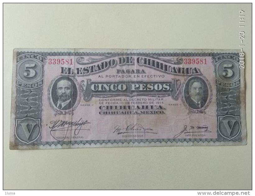 5 Pesos 1914 - Messico