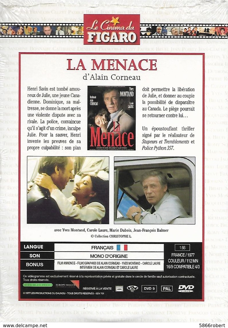 DVD NEUF LE CINEMA DU FIGARO FILM DE ALAIN CORNEAU 1977  : LA MENACE AVEC YVES MONTAND ET CAROLE LAURE - Policiers