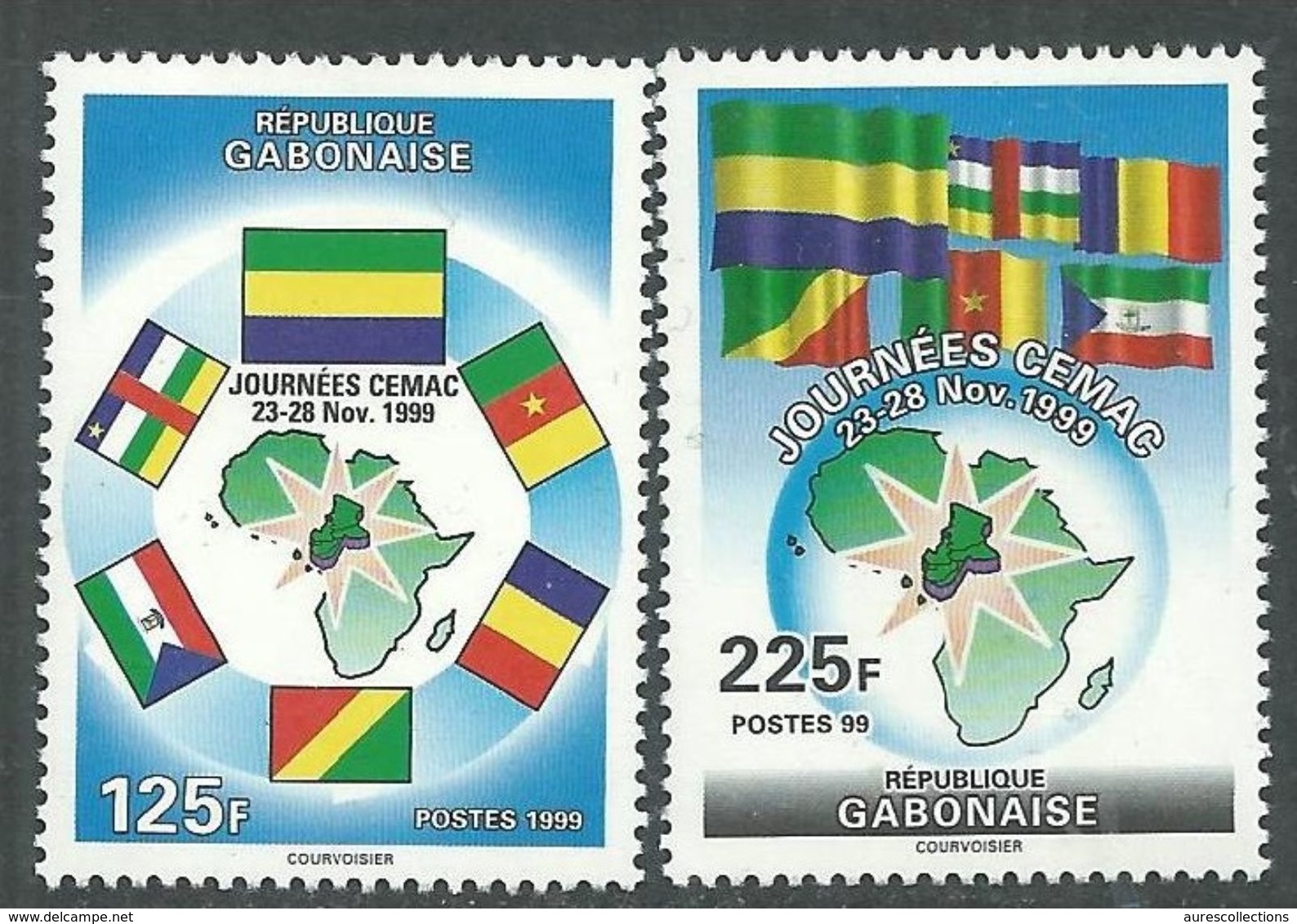 GABON JOURNEES JOURNEE CEMAC JOINT ISSUE EMISSION COMMUNE CONJOINTE YT 981/2 981 982 FULL SET 1999 MNH ** RARE - Gezamelijke Uitgaven