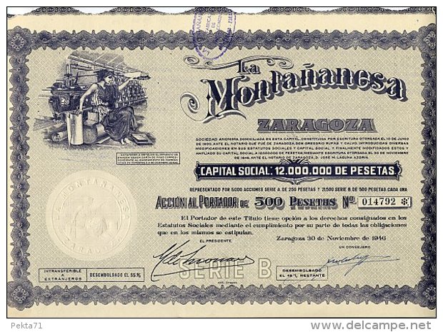 LA MONTANANESA ZARAGOZA 1946 - Industry