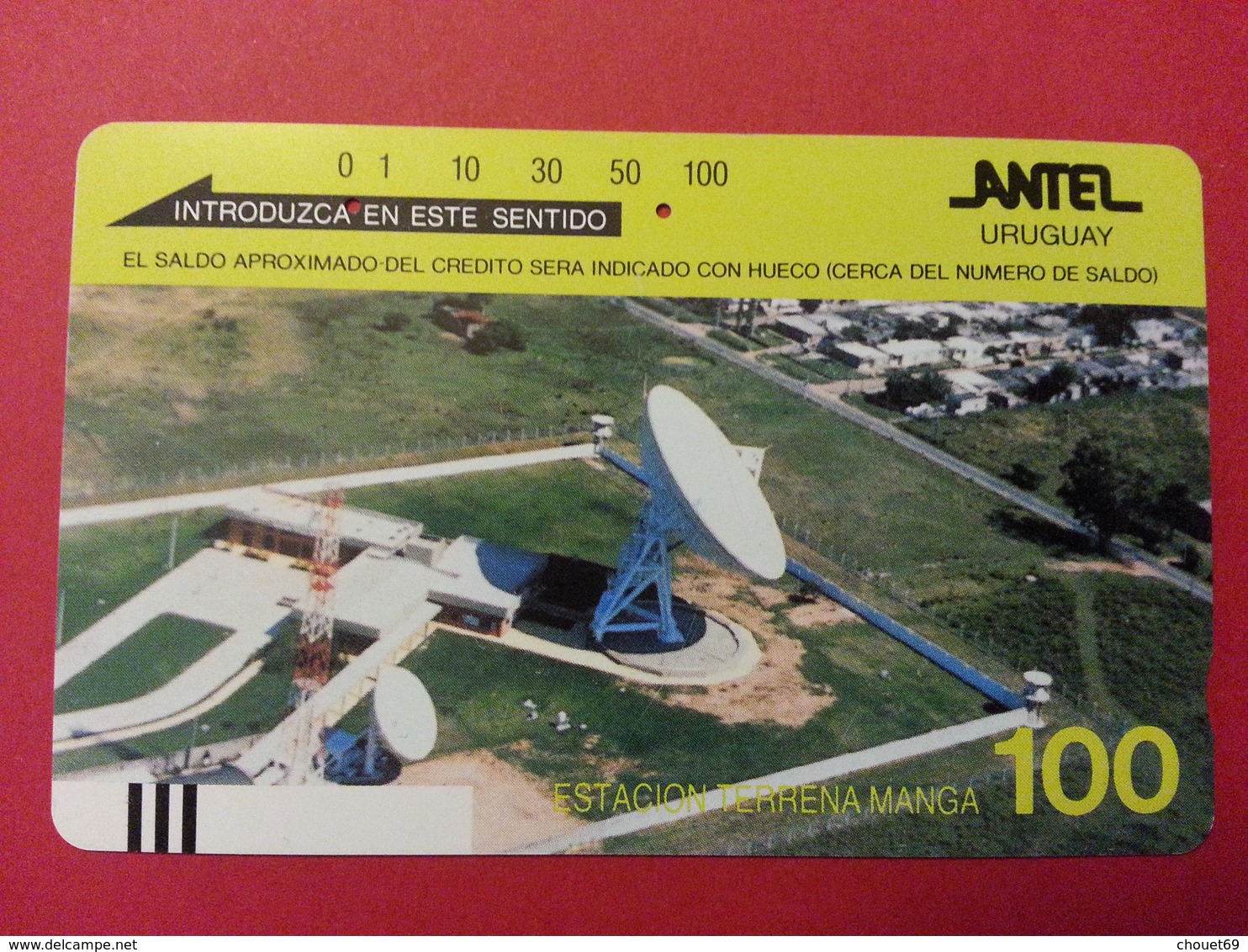 URUGUAY Antel Tamura - 100u Estacion Terrena Manga With Front Barcode - Used - Uruguay