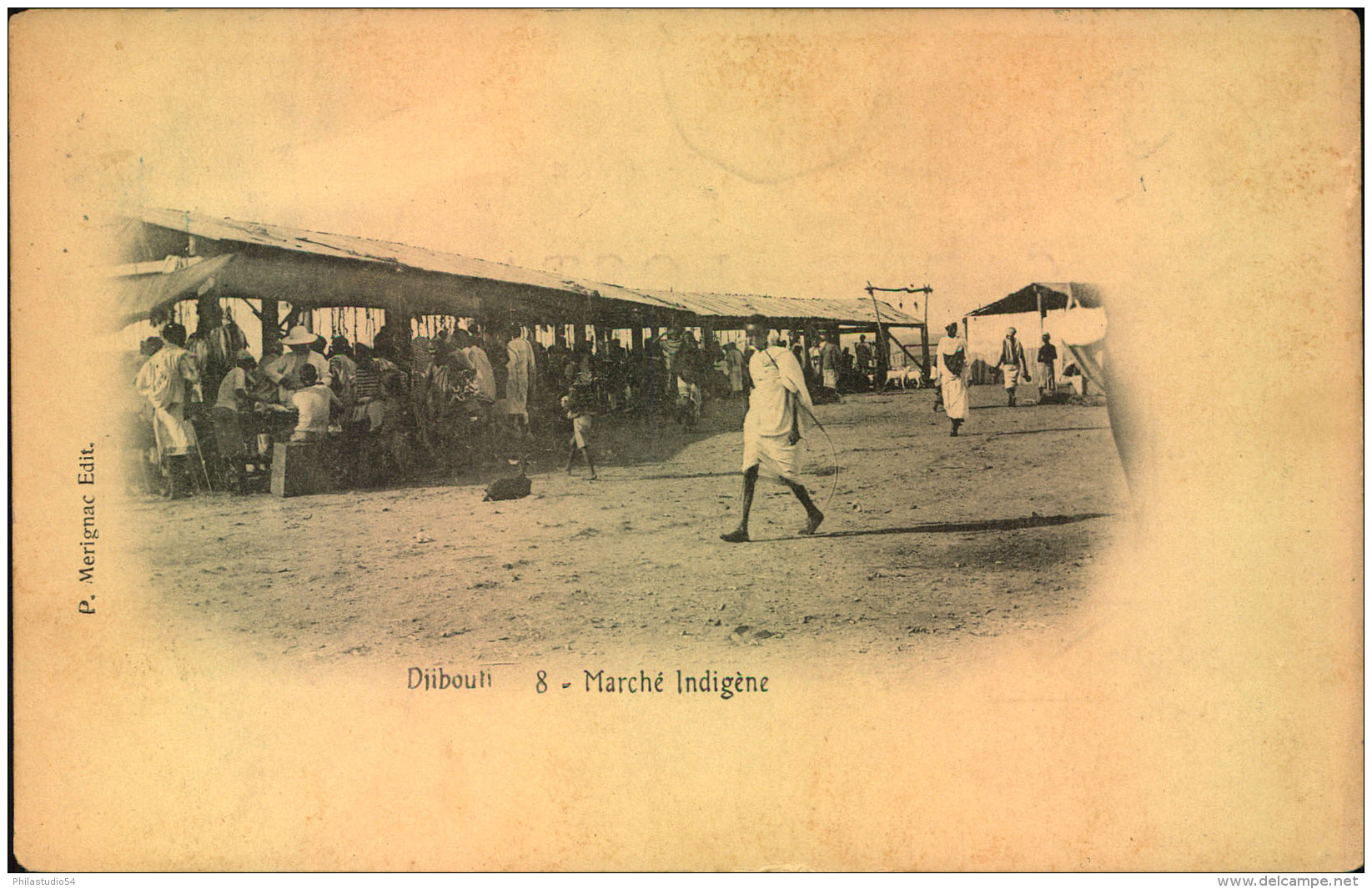 1904, Picture Postcard Showing ""Djibouti- Marche Indigene"" With French Shipmark ""LA REUNION-MARSEILLE 1 Lu No.1"" To  - Brieven En Documenten