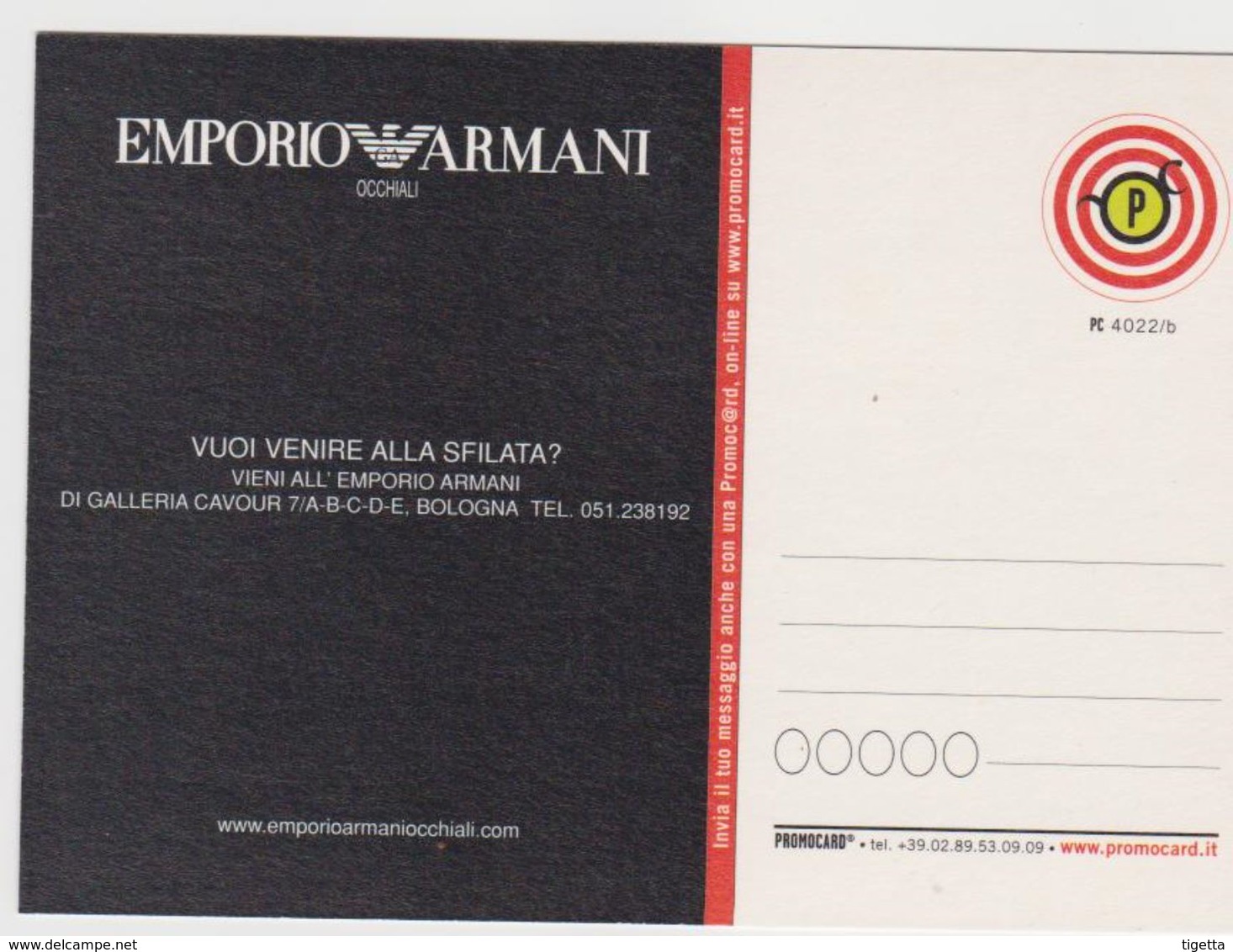 PROMOCARD N°  4022/B  EMPORIO ARMANI - Pubblicitari