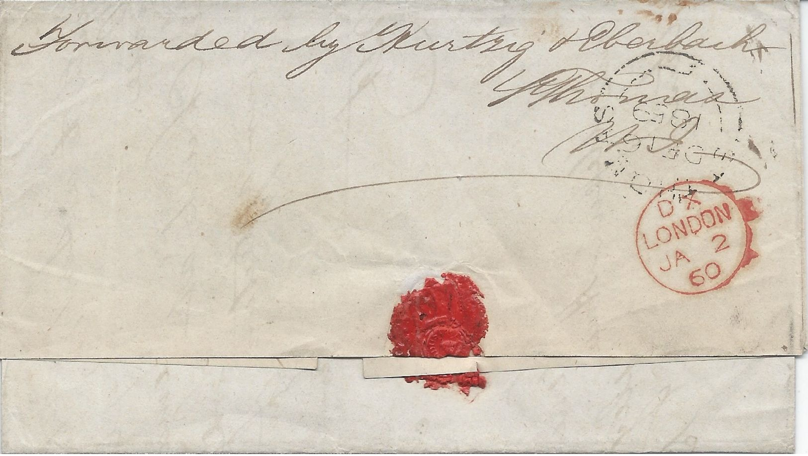 Danish West Indies, 1860 Stampless Cover, With Letter, Manuscript Rate, Sent From St. Thomas To London, VF - Danish West Indies