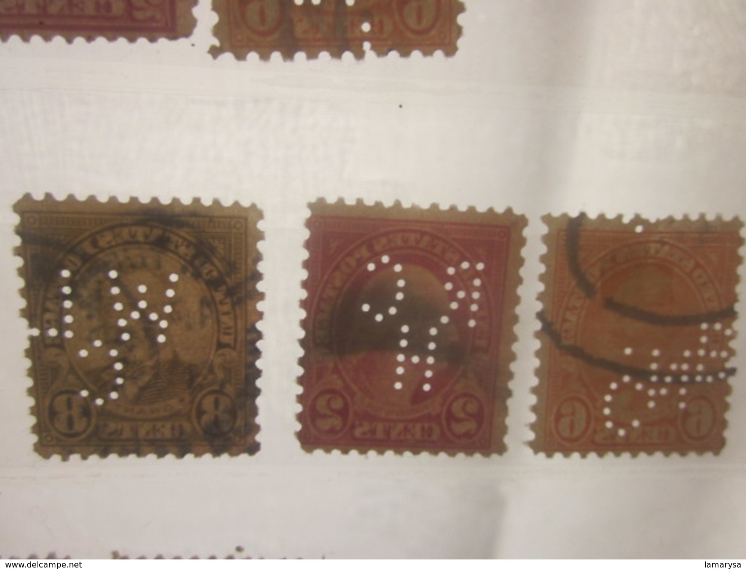 3 Timbres Stamps United States Of America USA Amérique Perforés Perforé Perforés Perfin Perfins Perforated Perforations. - Perfins