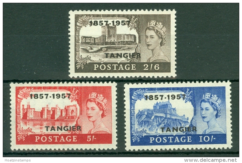 Morocco Agencies - Tangier: 1957   Centenary Of British Post Office In Tangier OVPT  SG340-342    2/6d, 5/-, 10/-    MNH - Morocco (1956-...)