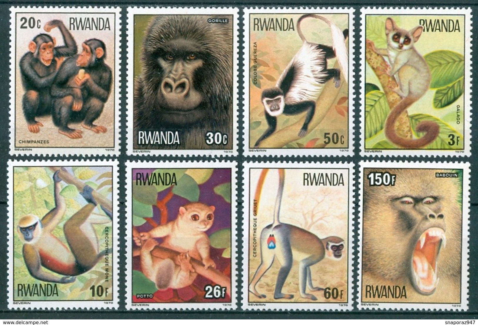 1978 Rwanda Scimmie Monkey Singes MNH** A105 - Scimmie
