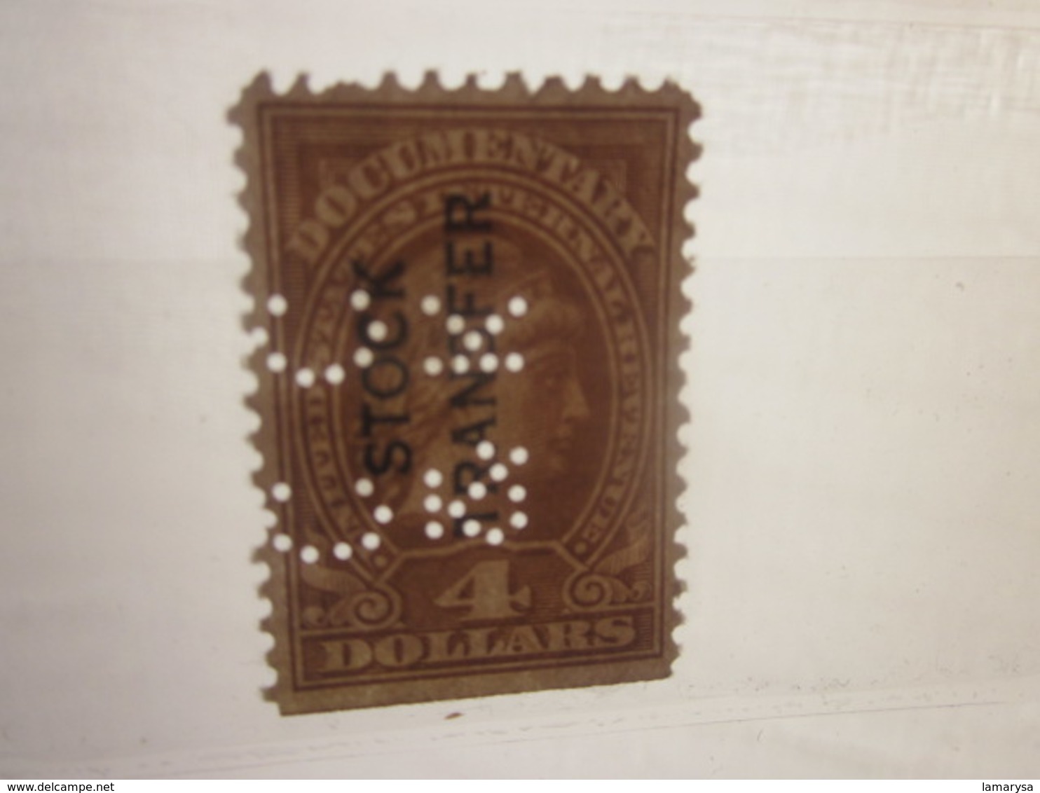 STOCK TRANSFER DOCUMENTARY INTERNAL Stamp United States America USA Perforés Perforé Perfin Perfins Perforated Perfo - Zähnungen (Perfins)