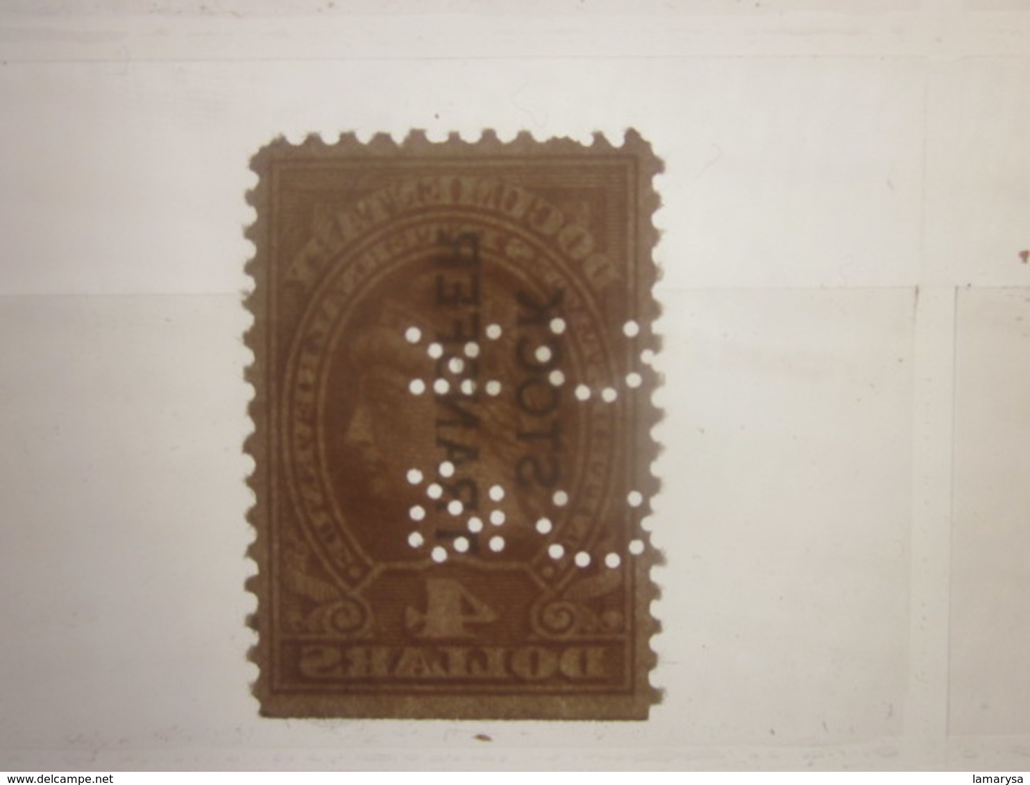 STOCK TRANSFER DOCUMENTARY INTERNAL Stamp United States America USA Perforés Perforé Perfin Perfins Perforated Perfo - Perfins