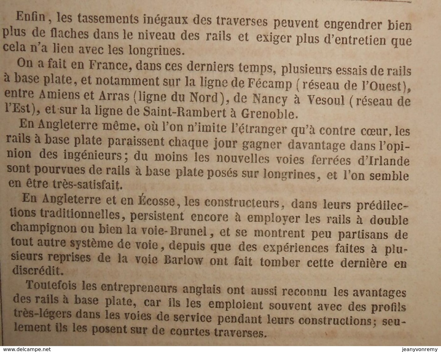 Plan Du Système De Voie De M. Nordling Proposé Pour Le Réseau Central Français 1859 - Travaux Publics