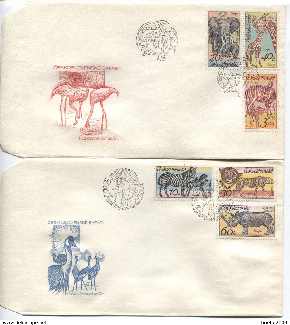 CSSR # 2345-50 FDC. Tiere Safari, Giraffe Elefant Gepard Bongo-Antilope Spitzmaulnashorn. - FDC