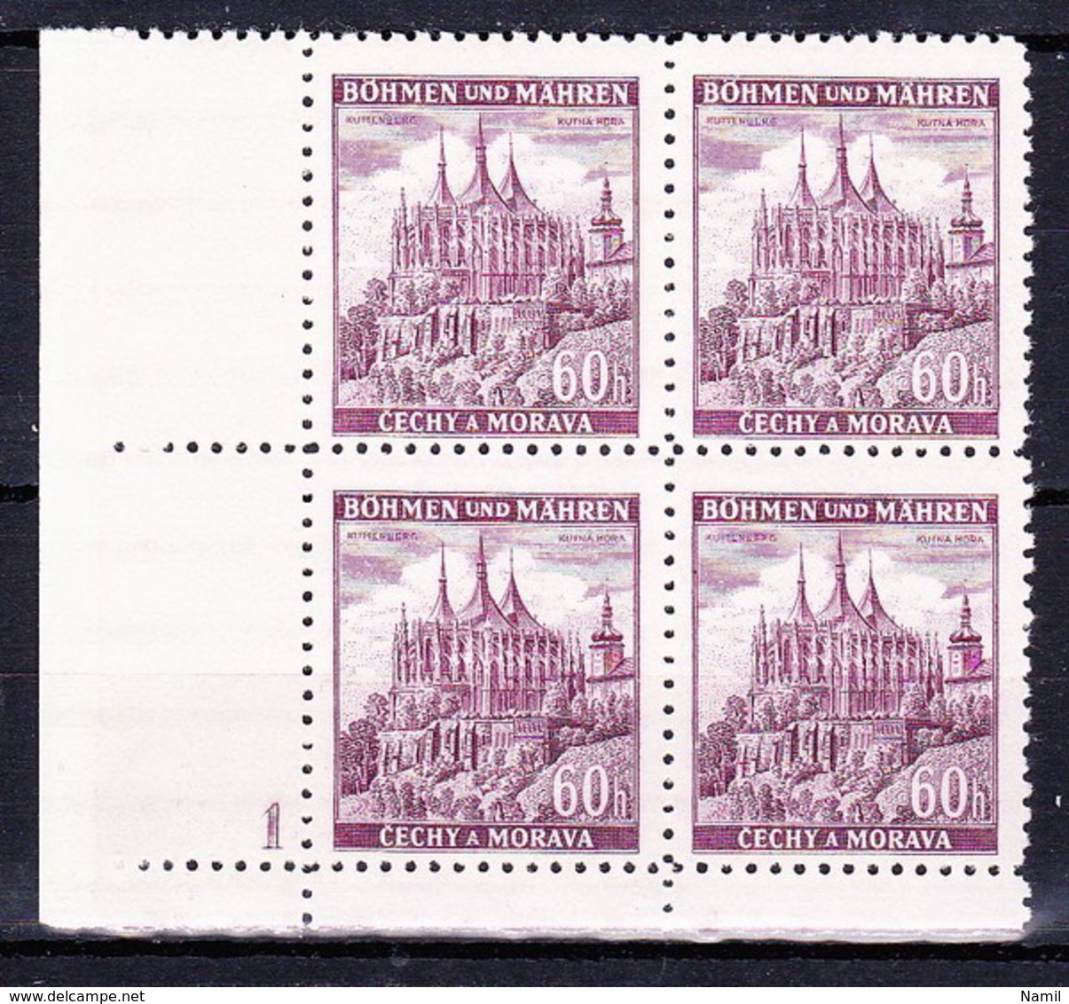 Boheme Et Moravie 1939 Mi 27 (Yv 27), MNH Avec No De Planche 1 - Unused Stamps