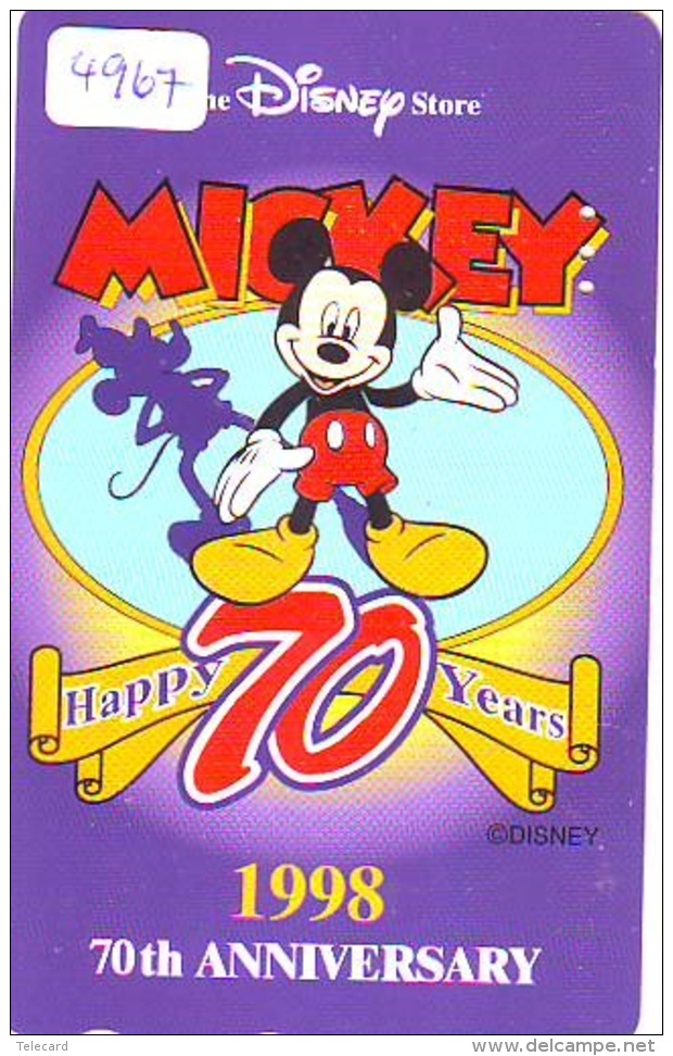 Télécarte Japon * 110-198484 * THE DISNEY STORE (4967) HAPPY 70th YEAR * JAPAN PHONECARD Telefonkarte - Disney