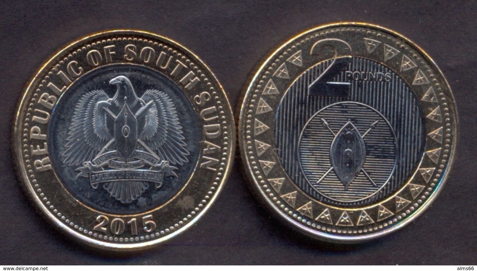 South Sudan 2 Pounds 2015 UNC Bimetallic Rare - Soudan Du Sud