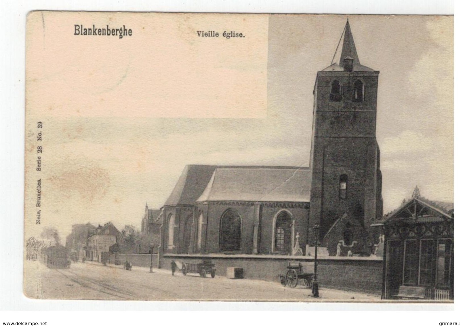 Blankenberghe    Veille église (begin 1900 Met Li Onder Stoomtram!!) - Blankenberge