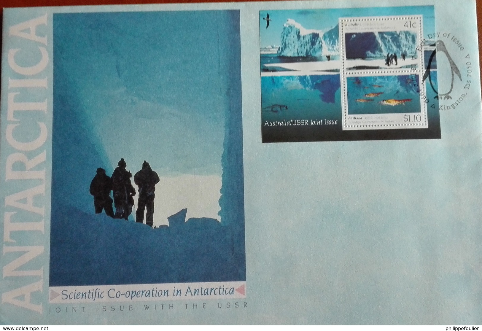 AAT FDC Kingston Tas. 13/06/90 Australia USSR  Joint Scientific Co-operation Issue, Miniature Sheet Letter - Covers & Documents