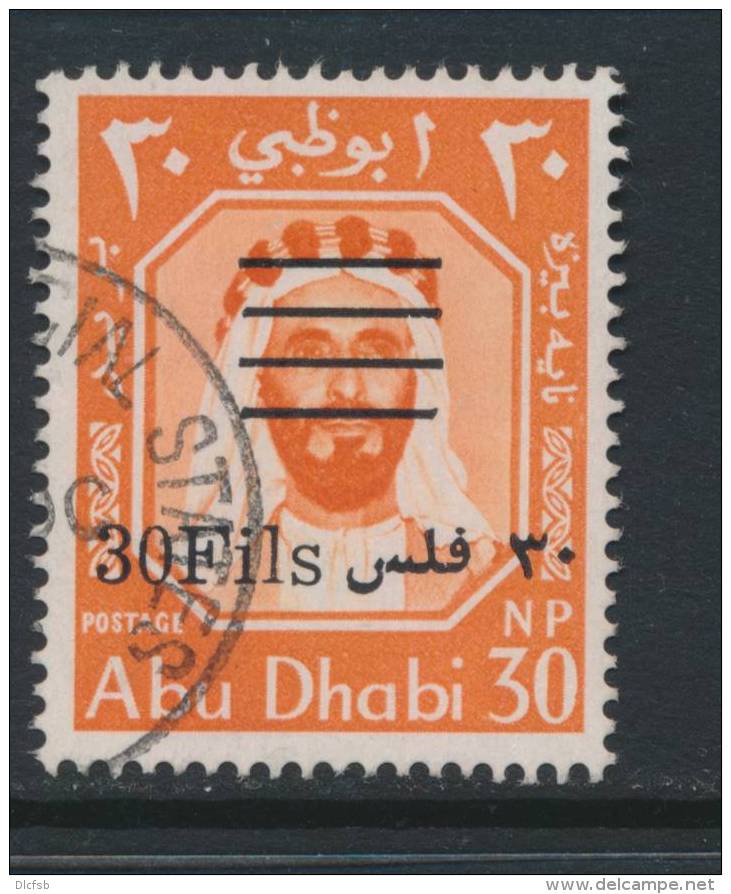 ABU DHABI, 1966 New Currency 30f On 30np VFU, SG23, Cat &pound;18 - Aden (1854-1963)