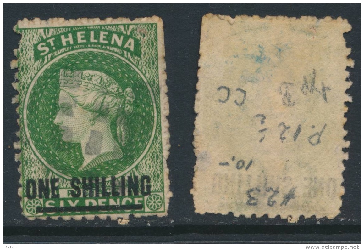 ST HELENA, 1864 1/- Short 14mm Bar, Wmk CC, P12&frac12; Perf Fault, SG18, Cat &pound;130 - Sint-Helena