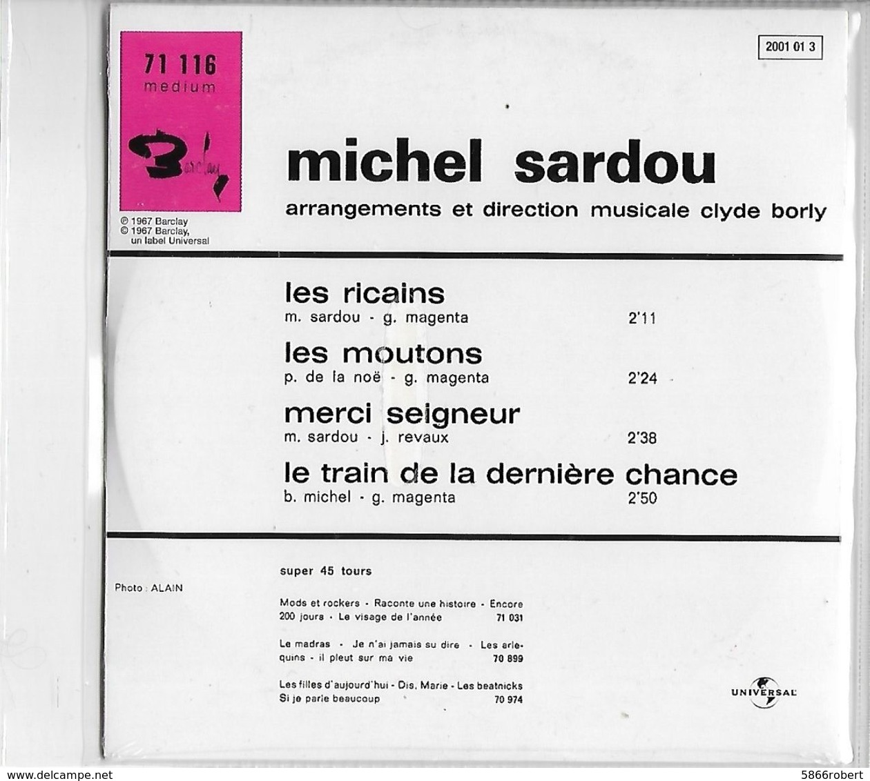 DISQUE 45 T POLYDOR DE 1967 REEDITE ANNEE 2000 EN CD COLLECTORS DE 4 TITRES DONT LES RICAINS MICHEL SARDOU - Collectors