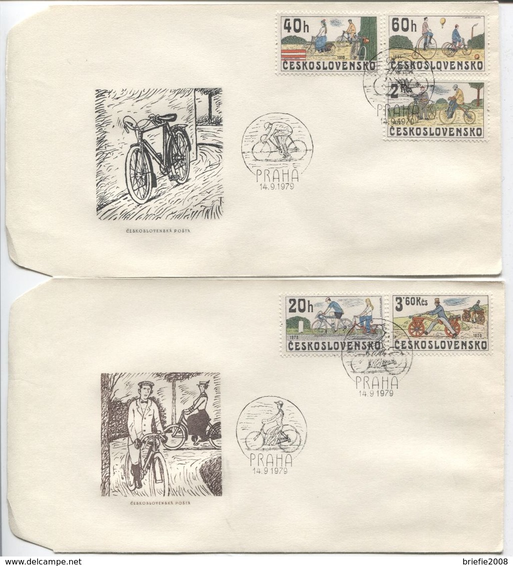 CSSR # 2522-6 FDC. Historische Fahrräder, Rennrad, Klapprad, Hochrad, Veloziped, Laufrad. - FDC