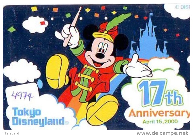 Télécarte Japon * 110-210389 * DISNEY (4974) 17th ANNIVERSARY MICKEY MOUSE * JAPAN PHONECARD Telefonkarte *PLUTO - Disney