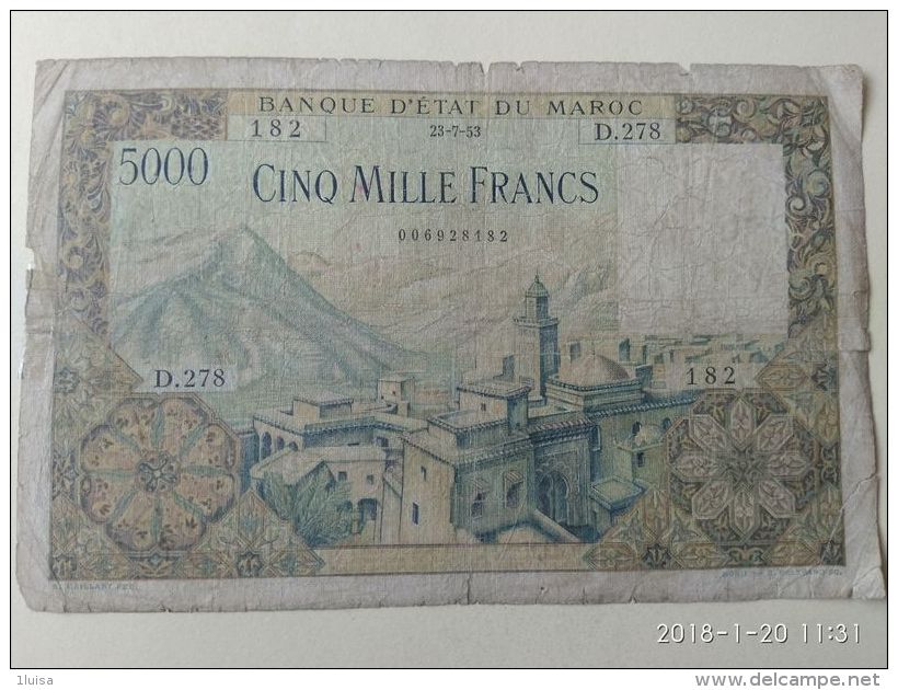 5000 Francs 1953 - Morocco