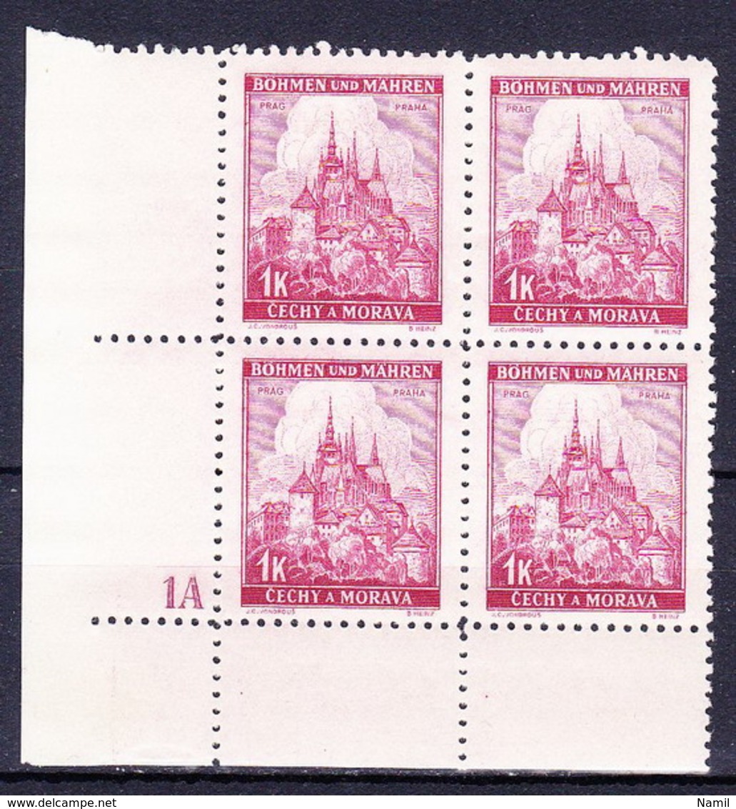 Boheme Et Moravie 1939 Mi 28 (Yv 28), MNH Avec No De Planche 1 A - Unused Stamps