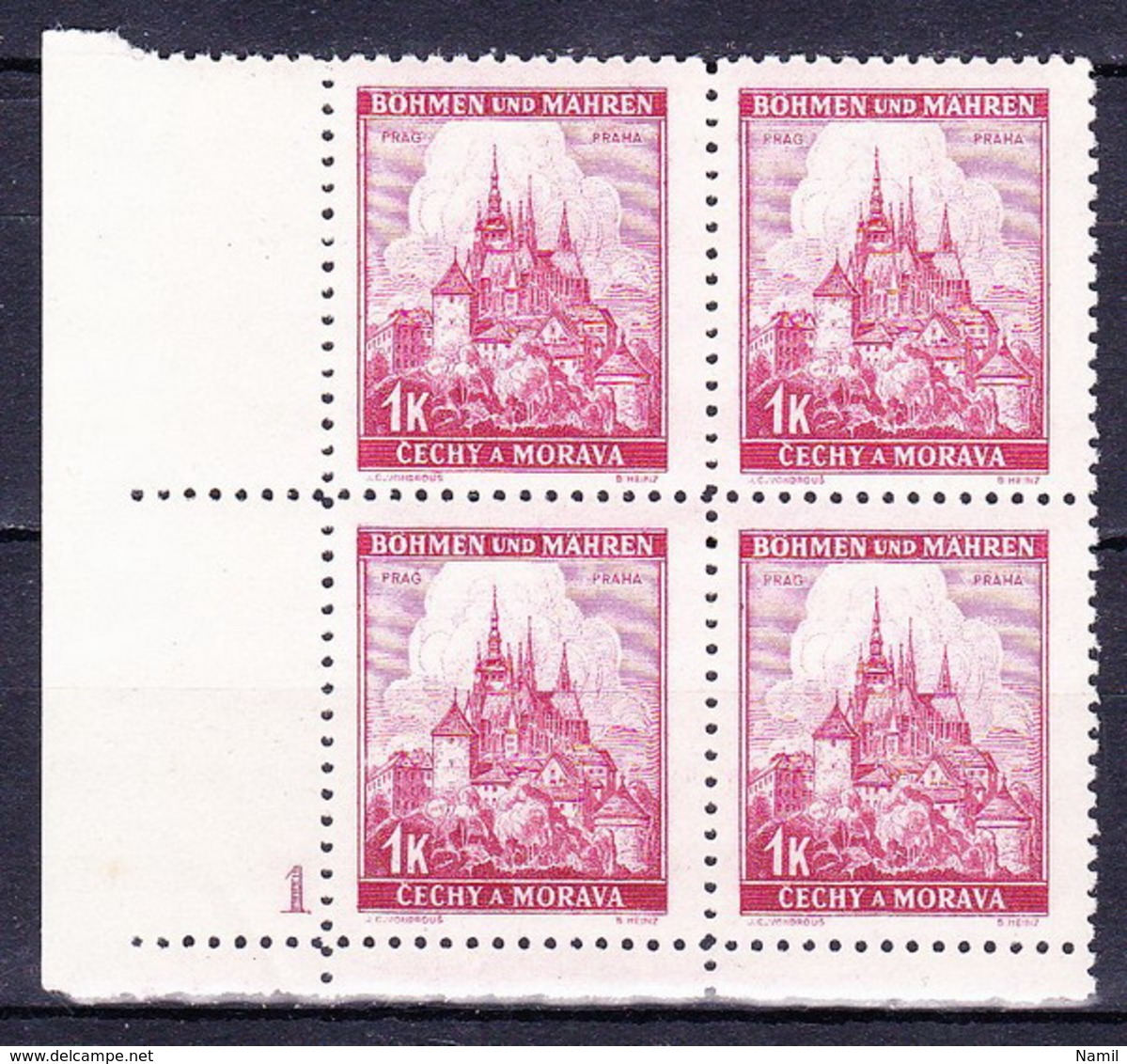 Boheme Et Moravie 1939 Mi 28 (Yv 28), MNH Avec No De Planche 1 - Unused Stamps