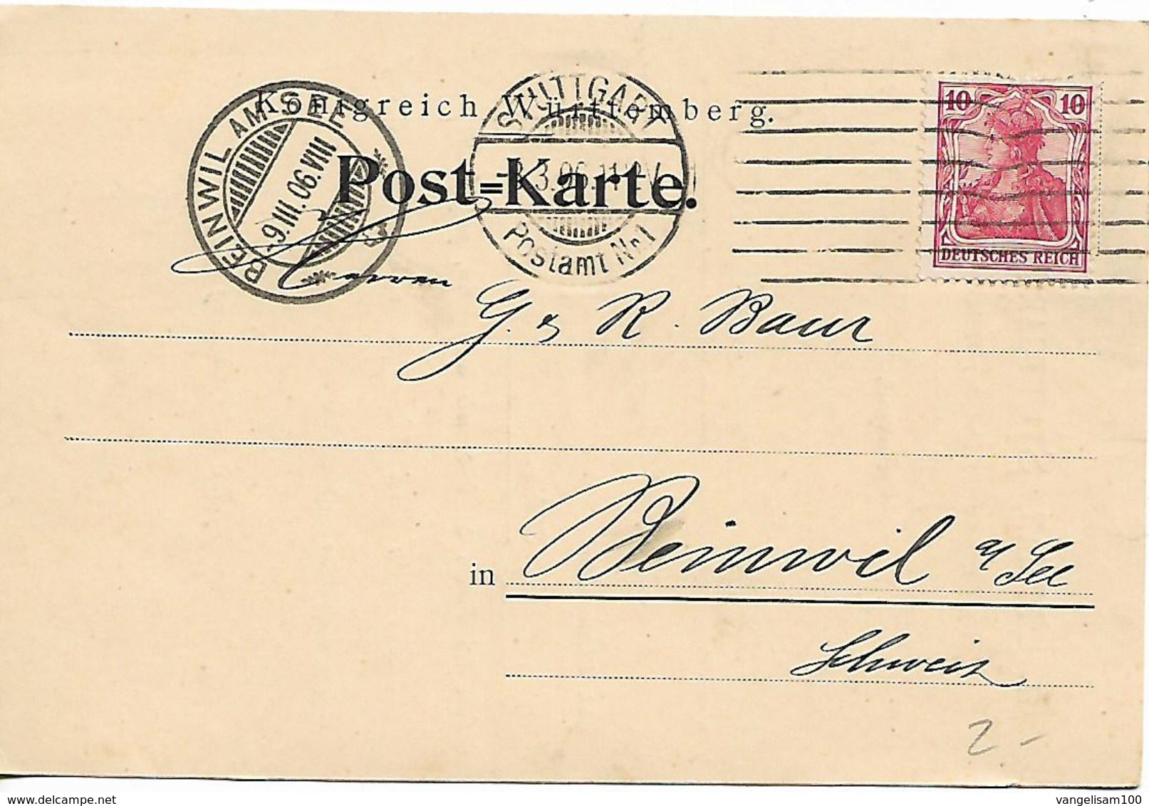 GERMANY 1906 PC 1 Stamp PC USED - Briefe U. Dokumente