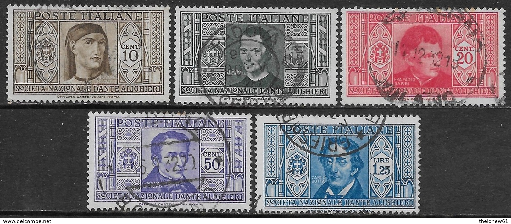 Italia Italy 1932 Regno Società Dante Alighieri 5val Sa N.303-305,308,310 US - Usati