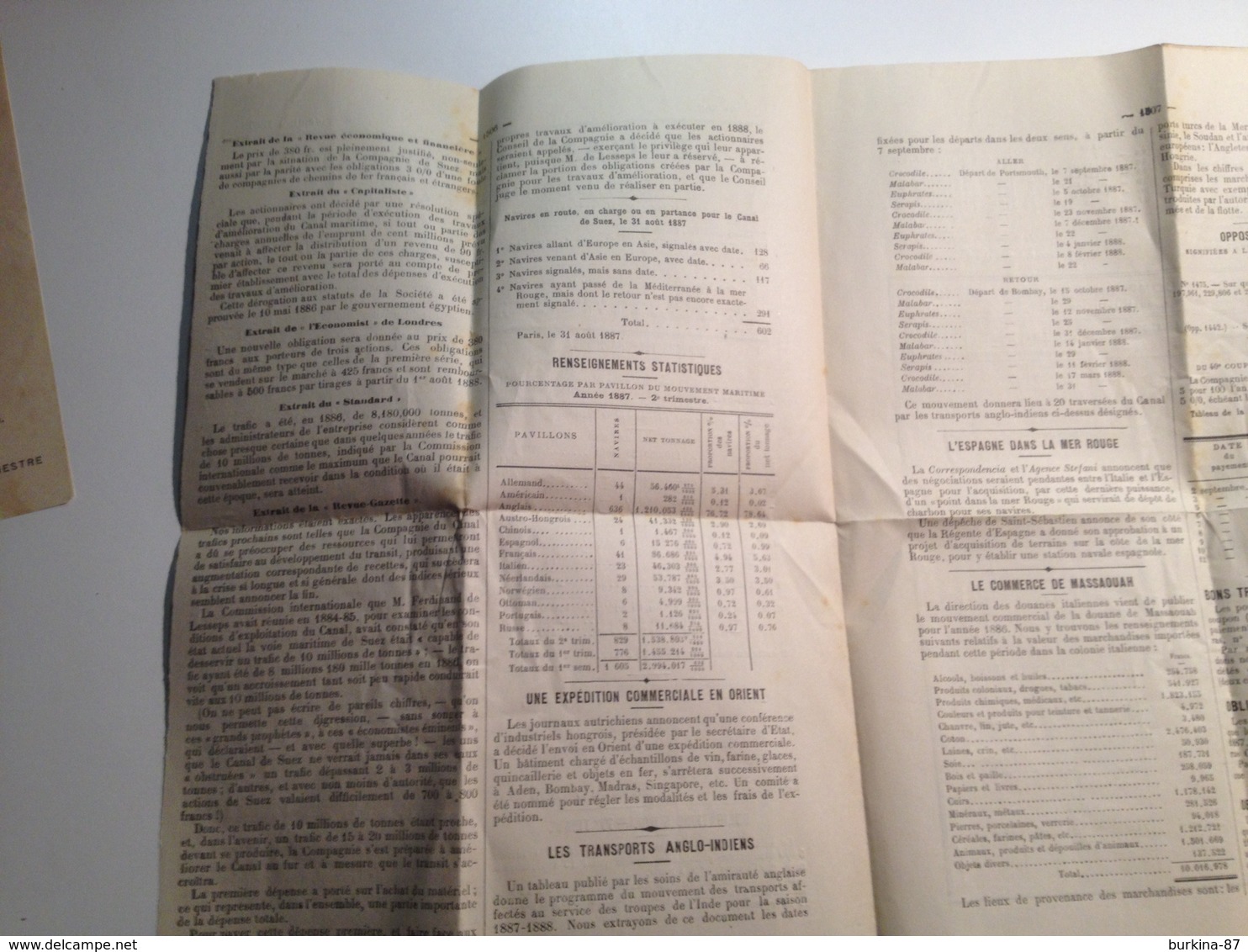 LE CANAL De SUEZ, Bulletin Décadaire,1887, N° 565, Ferdinand De Lesseps - Other & Unclassified