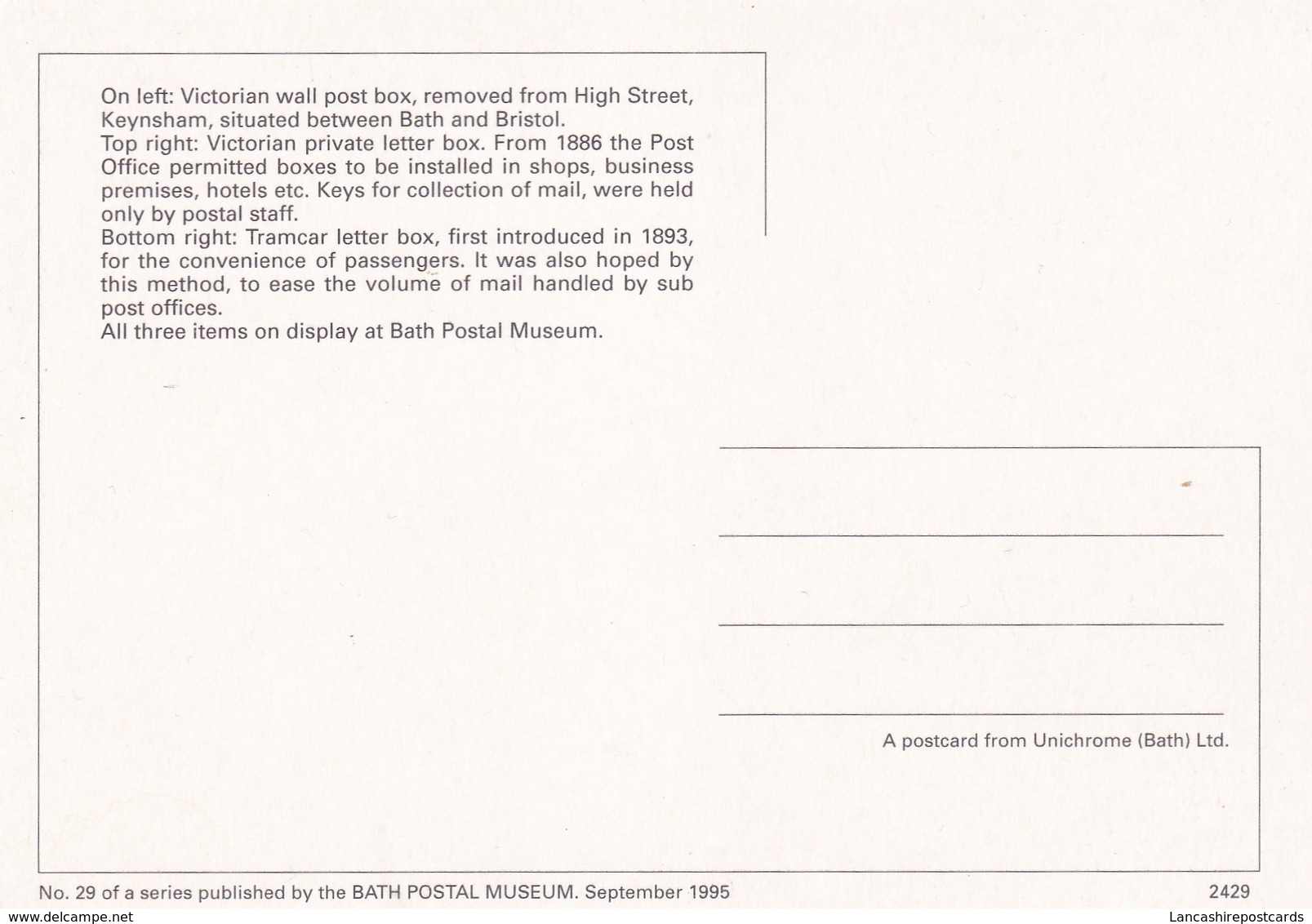 Postcard Bath Postal Museum Letter Boxes Royal Mail Interest My Ref B22166 - Museum