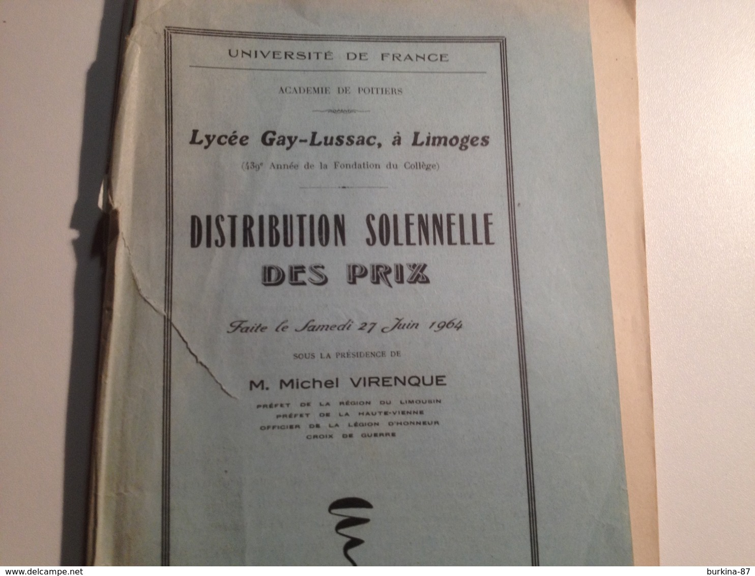 Limoges ,Lycée Gay Lussac, 1964, Distribution Solennelle Des Prix - Diplômes & Bulletins Scolaires
