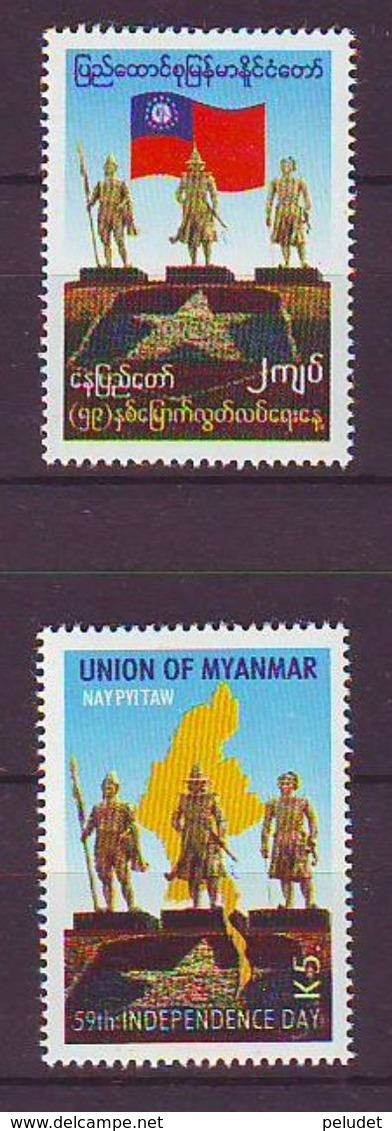 Myanmar - 2007 Independence 59 Yrs 2v * Mi 367-368 - Myanmar (Burma 1948-...)