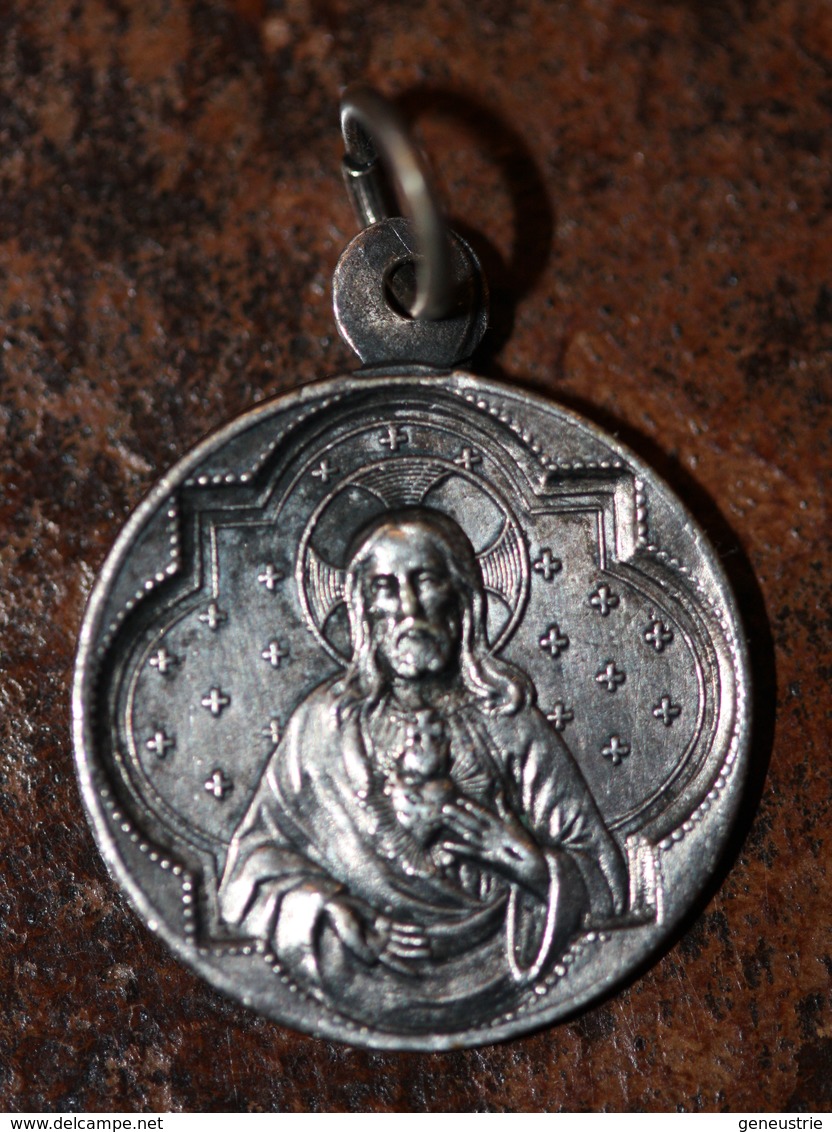 Pendentif Médaille Religieuse Début XXe "Sainte Marie / Sacré Coeur De Jésus Christ" Religious Medal - Religion & Esotérisme