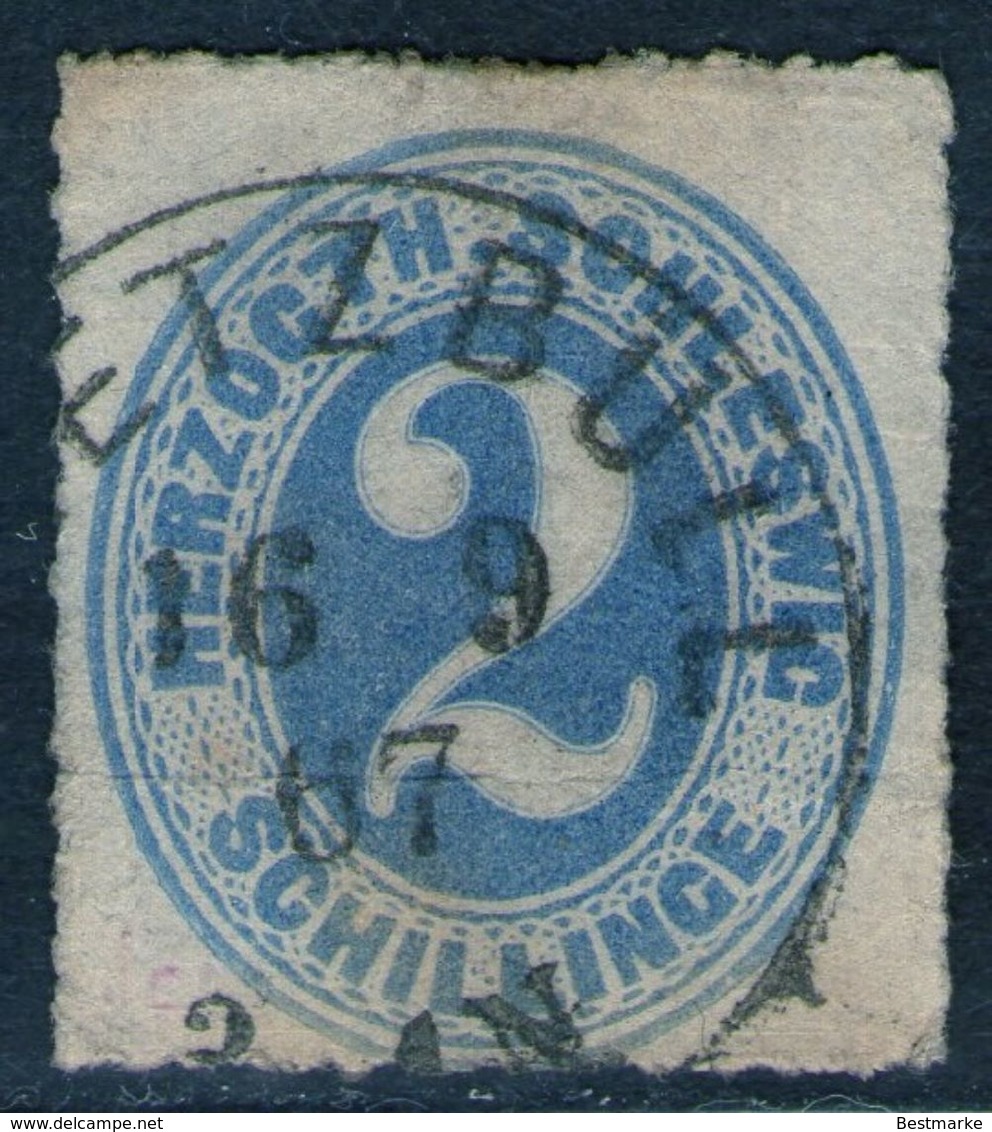 Deetzbüll 16/9 67 Auf 2 Shillinge Grauultramarin - Schleswig Holstein Nr. 16 - Signiert - Schleswig-Holstein