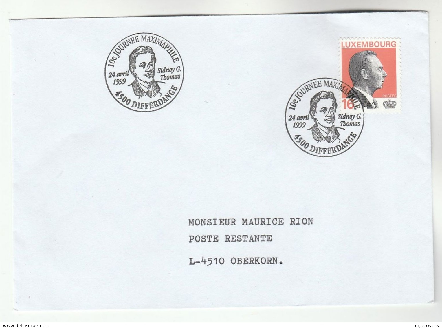 1999 LUXEMBOURG  SYDNEY G THOMAS  EVENT COVER Chemistry Stamps - Briefe U. Dokumente