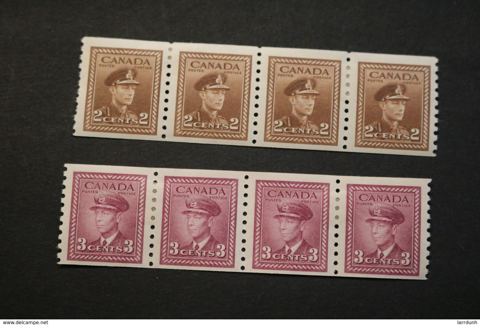 Canada 264 266 KGVI Strips Of Four Hinge Remnants 1942-43 WYSIWYG  A04s - Coil Stamps